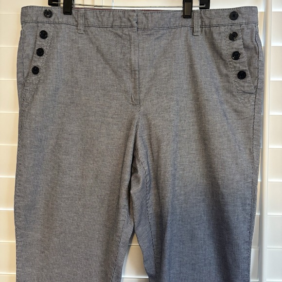 Tommy Hilfiger Womens Stretch‎ Slim Crop Pants Navy Striped Size 20W Nautical - Picture 3 of 7